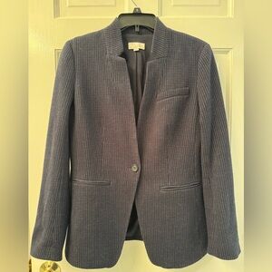LOFT navy blue pinstripe knit blazer. Like new 
Single button. Fitted and lined